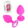 PLUG ANAL DIAMOND FUCHSIA SILICONE 3.5 CM 