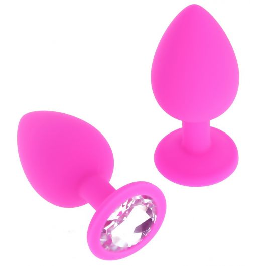 PLUG ANAL DIAMOND FUCHSIA SILICONE 4.1 CM 