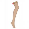 BAS BEIGE AVEC NOEUD ROUGE S808 - OBSESSIVE 