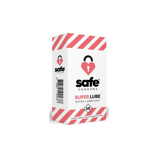 PRÉSERVATIFS LUBRIFIÉS SUPER LUBE x 10 - SAFE CONDOMS 